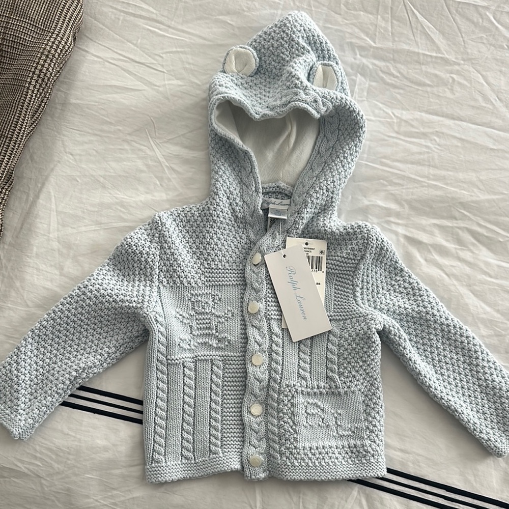 Baby Blue Knit Hooded Cardigan